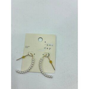 A New Day Pearl Hoop Earrings 1.5in Gold Tone Nickel Free
